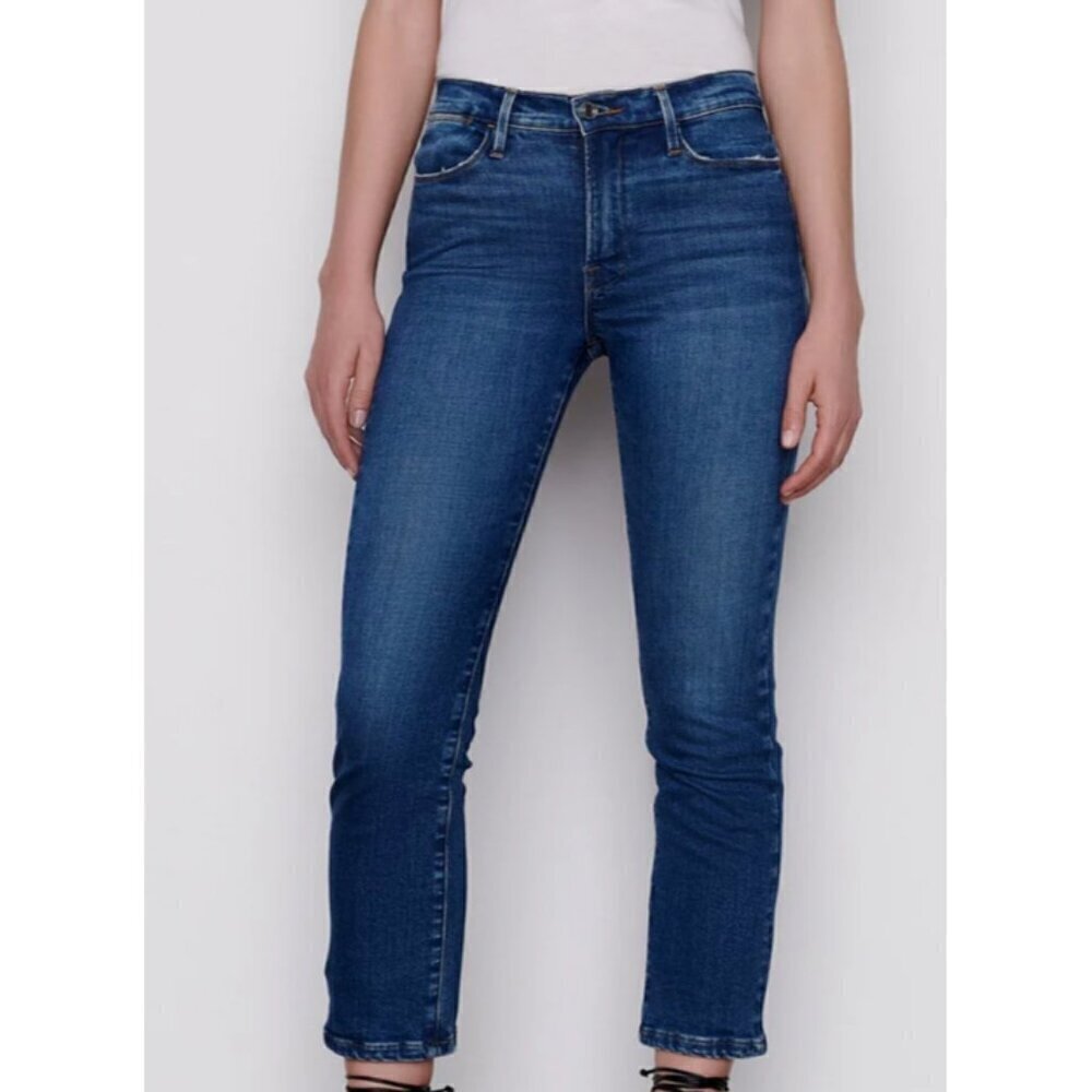 New Frame Le High Straight Jeans Womens 23 Blue Degradable in Earthbound